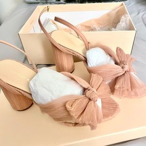 Camellia Pearl Pleated Bow Heel size 7.5 NEW Blush Pink